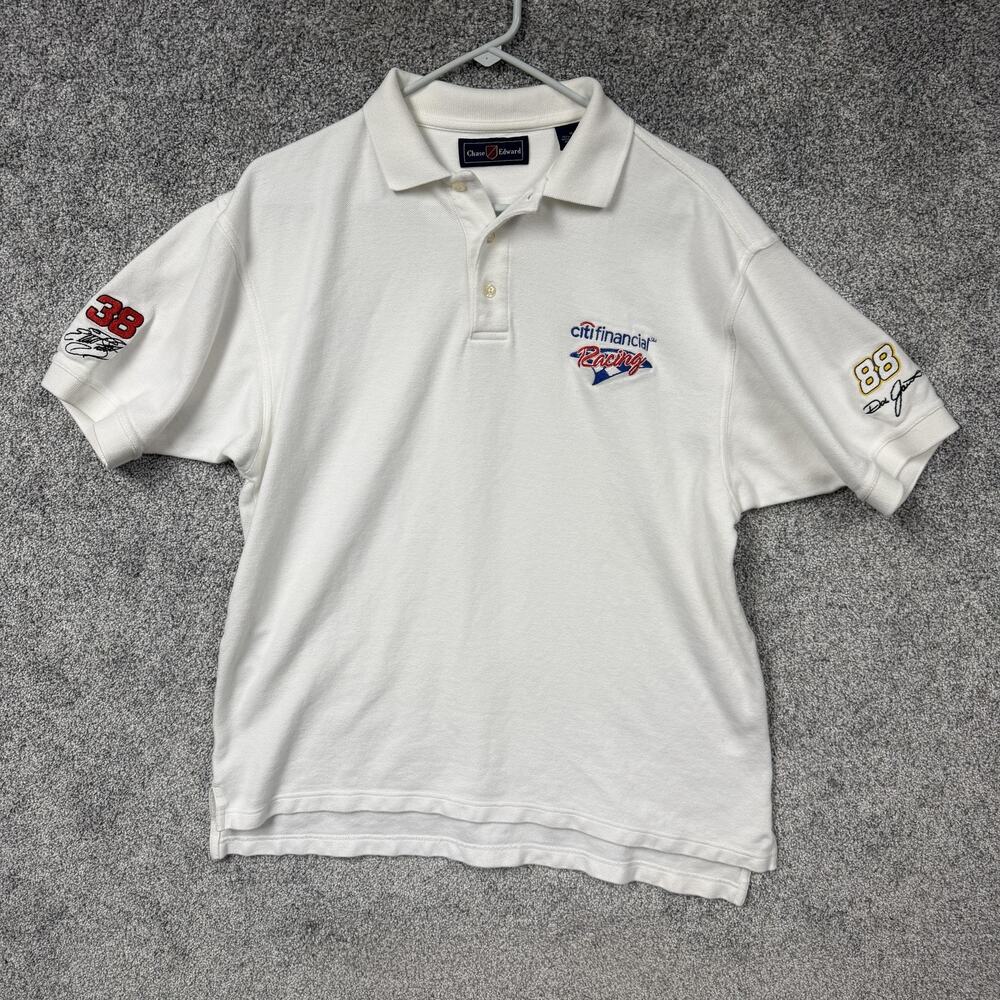 Vtg Y2K Chase Edward CitiFinancial Racing Polo Shirt Medium NASCAR Sporty Racing